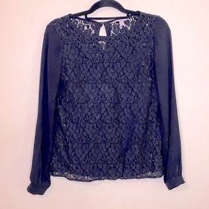 Banana Republic Black Sheer Lace Long Sleeve with Tank Size XS